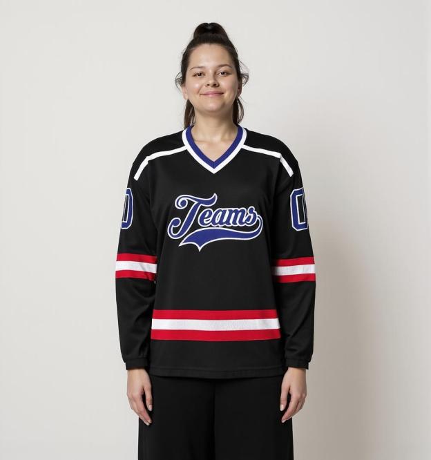 Custom Black & Blue/White Hockey Jersey