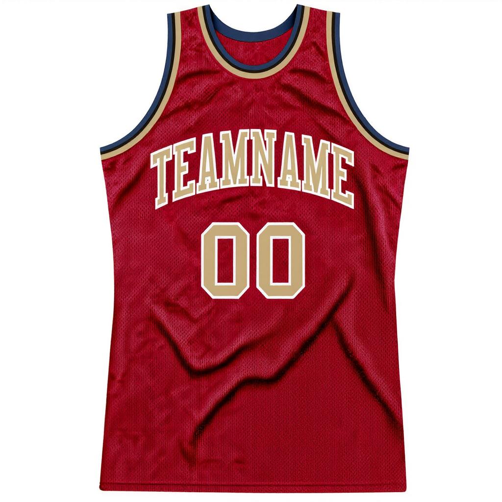Custom Red & Beige/White Basketball Throwback Jersey