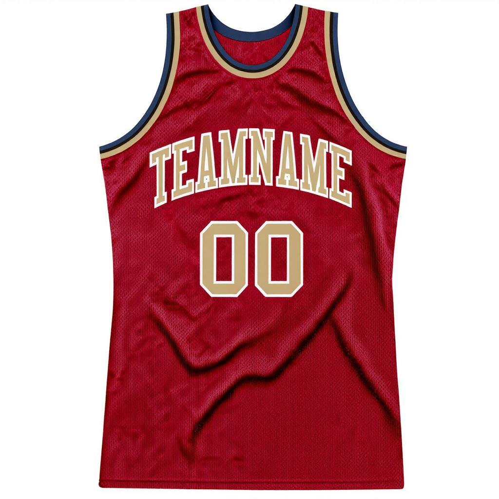 Custom Red & Beige/White Basketball Throwback Jersey
