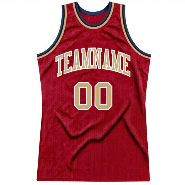 Custom Red & Beige/White Basketball Throwback Jersey