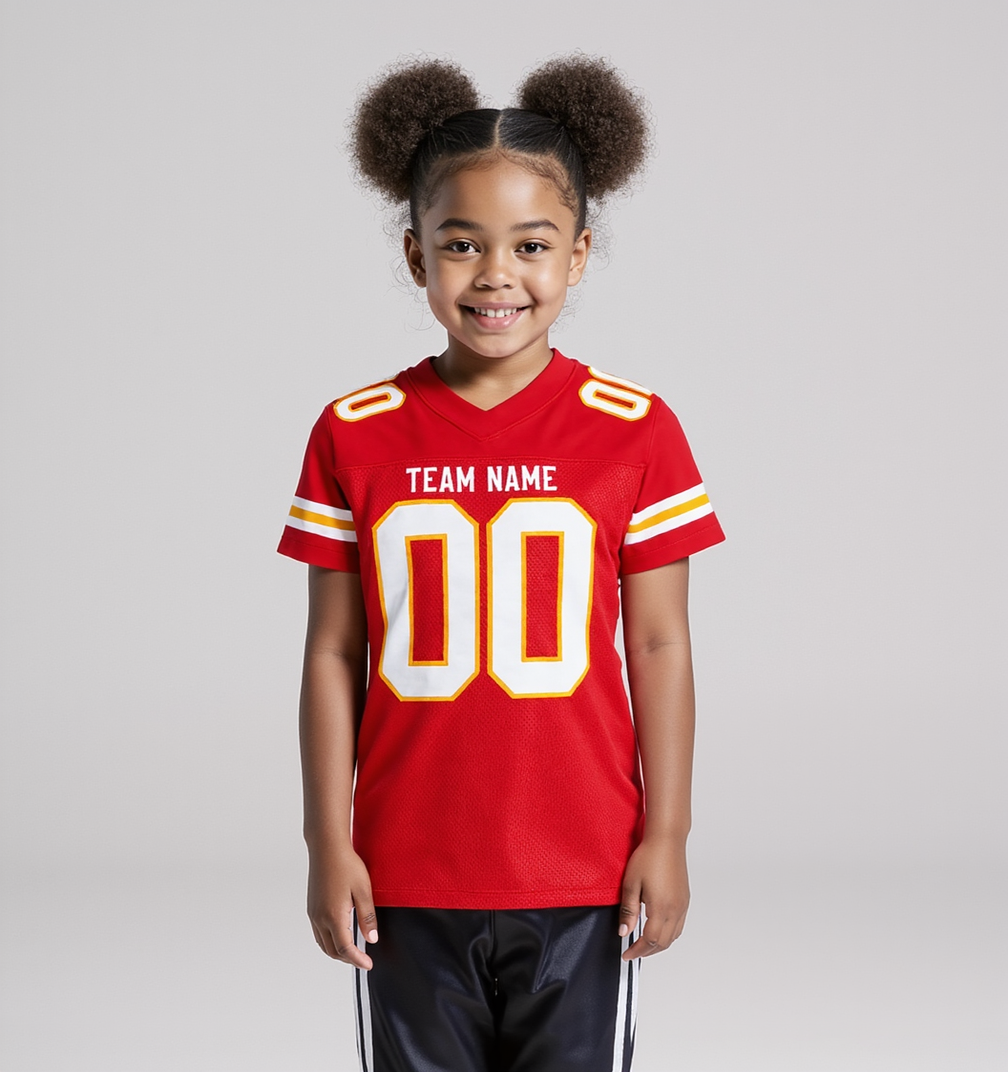 Custom Red & White/Orange Football Jersey