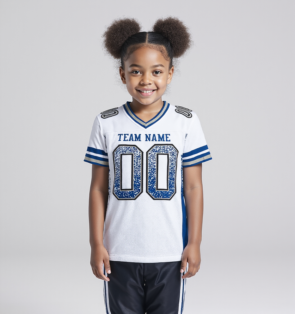 Custom White & Navy/White Drift Fashion Football Jersey
