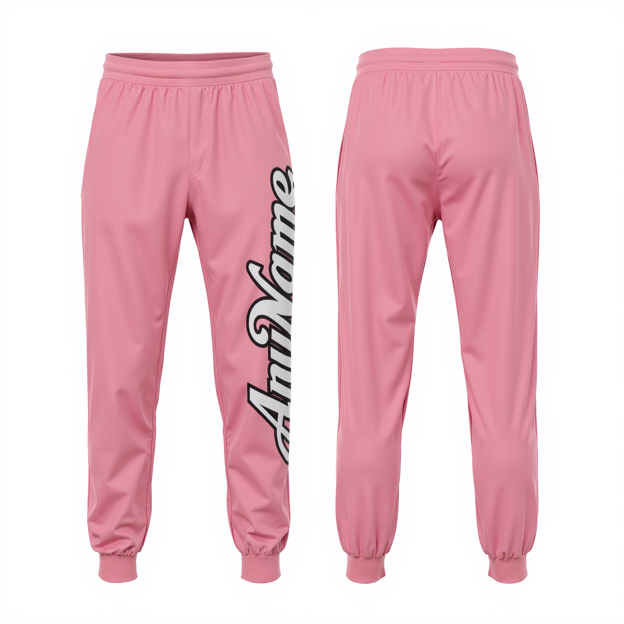 Custom Pink & White/Black Fleece Jogger Sweatpants