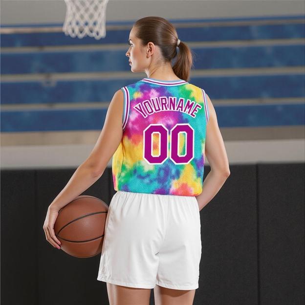 Custom Tie Dyes Purple & White Basketball City Edition Jersey