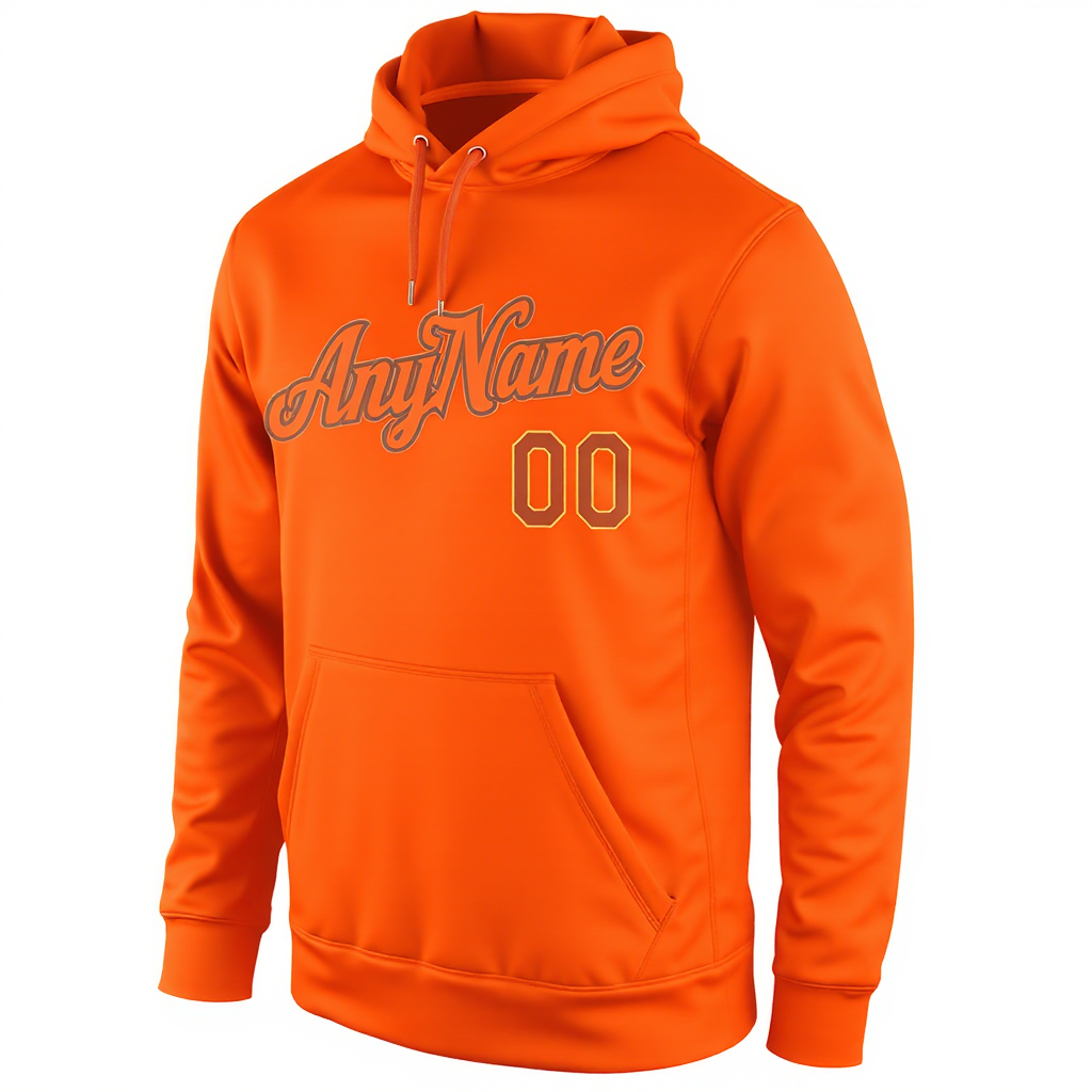 Custom Orange & Pink/Yellow Pullover Sports Sweatshirt Hoodie