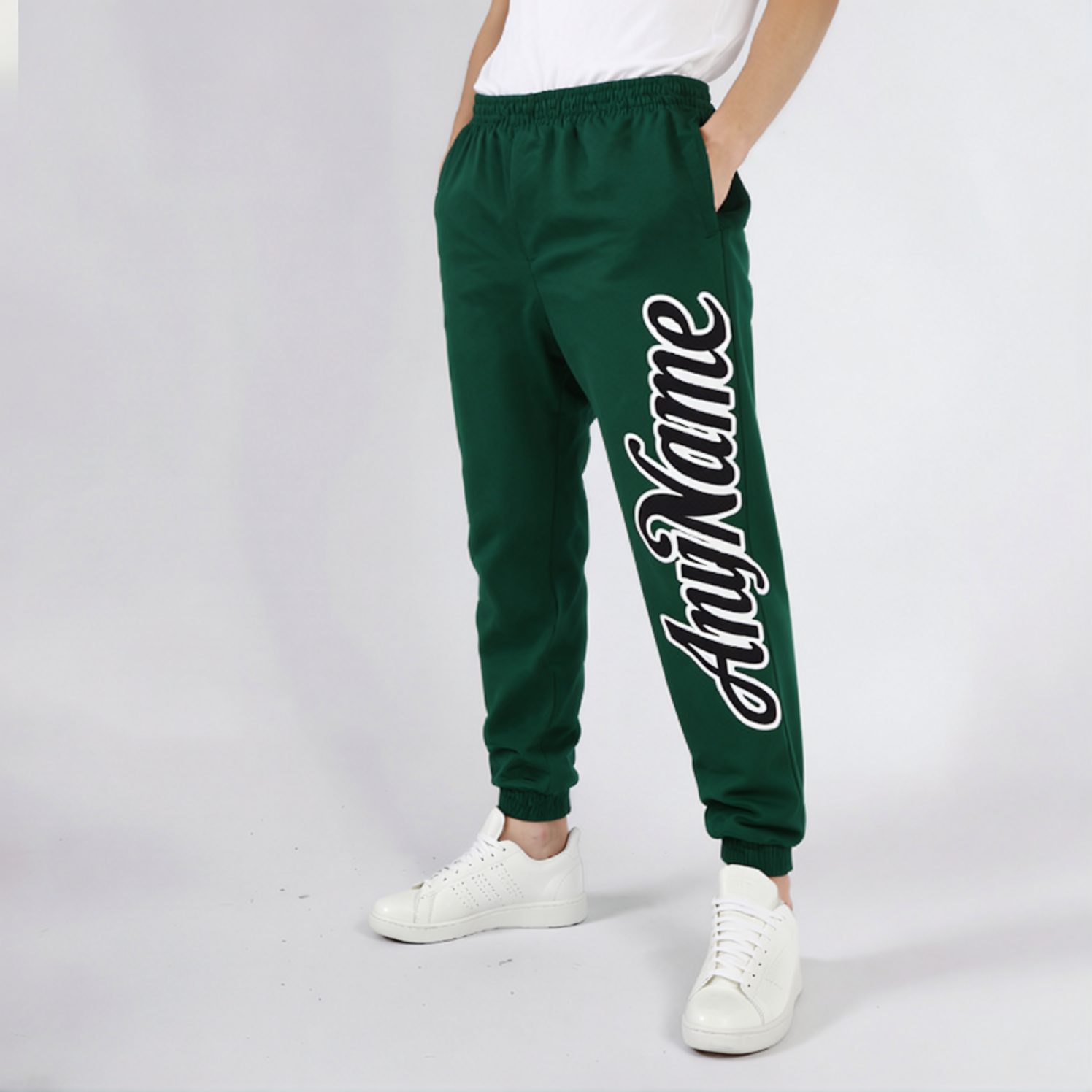 Custom Midnight Green & Black/White Fleece Jogger Sweatpants