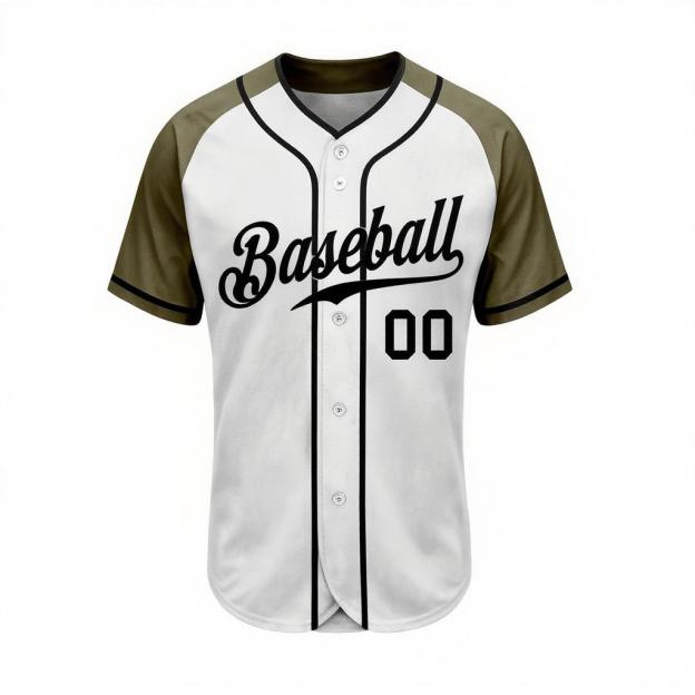 Custom White & Olive-Black Baseball Jersey