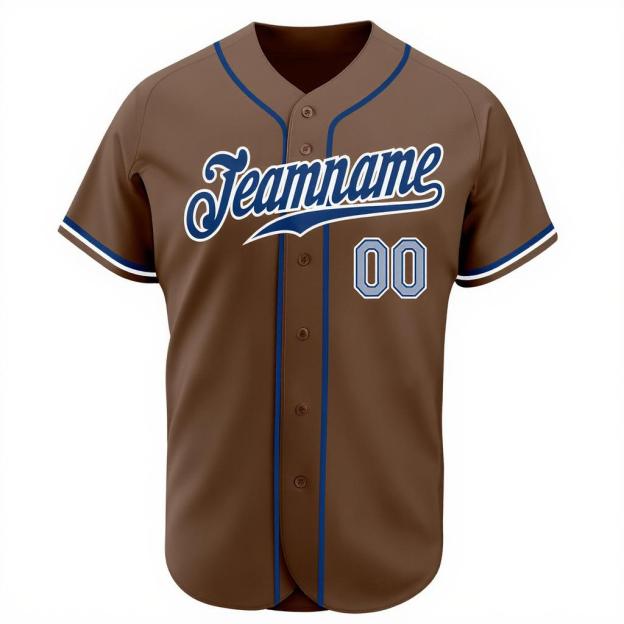 Custom Brown & Royal/White Baseball Jersey