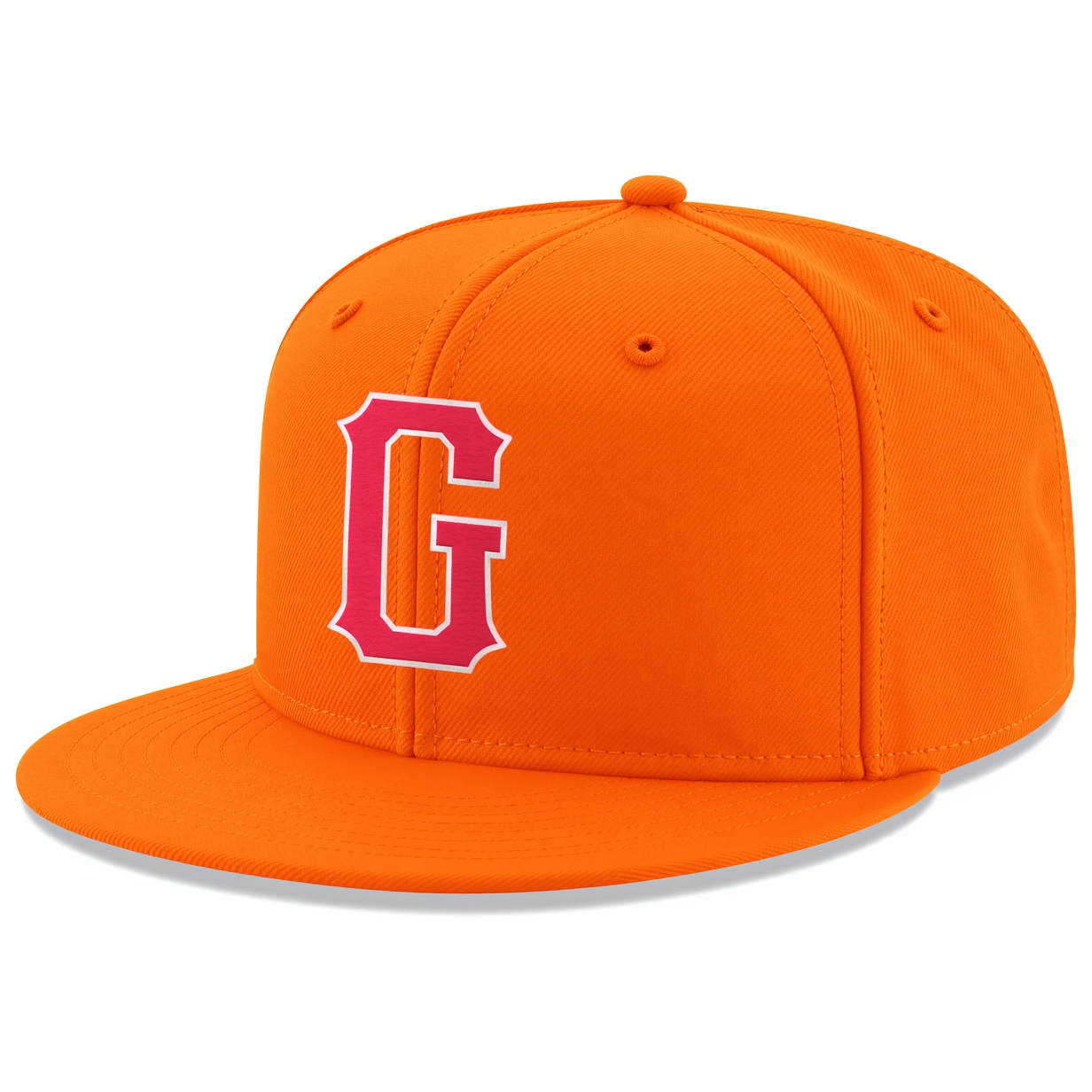 Custom Orange & Pink/White Stitched Adjustable Snapback Hat