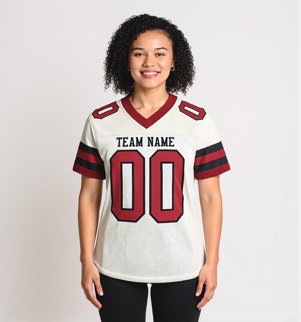 Custom White & Red/White Throwback Football Jersey