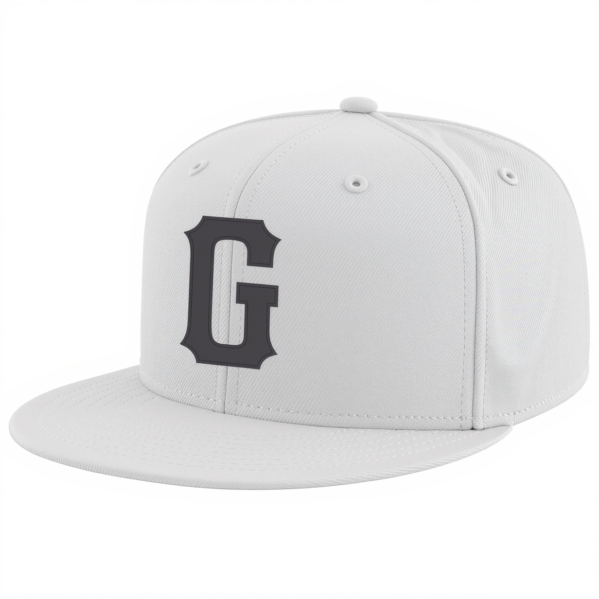 Custom White & Navy Blue Stitched Adjustable Snapback Hat