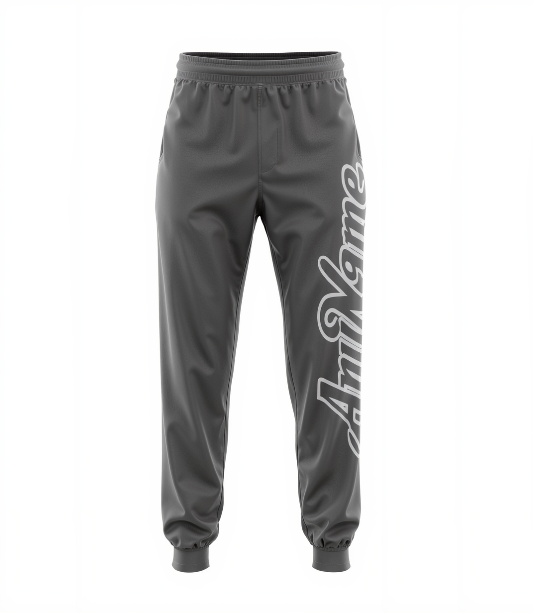 Custom Grey & White Fleece Jogger Sweatpants
