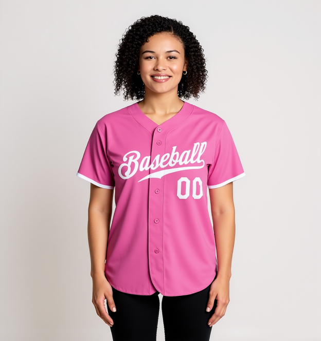 Custom Pink & White Baseball Jersey