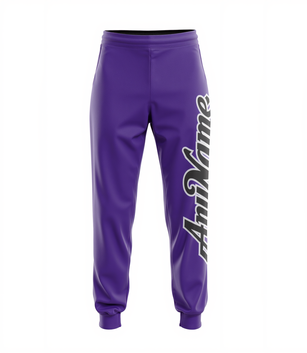 Custom Purple & Black/White Fleece Jogger Sweatpants