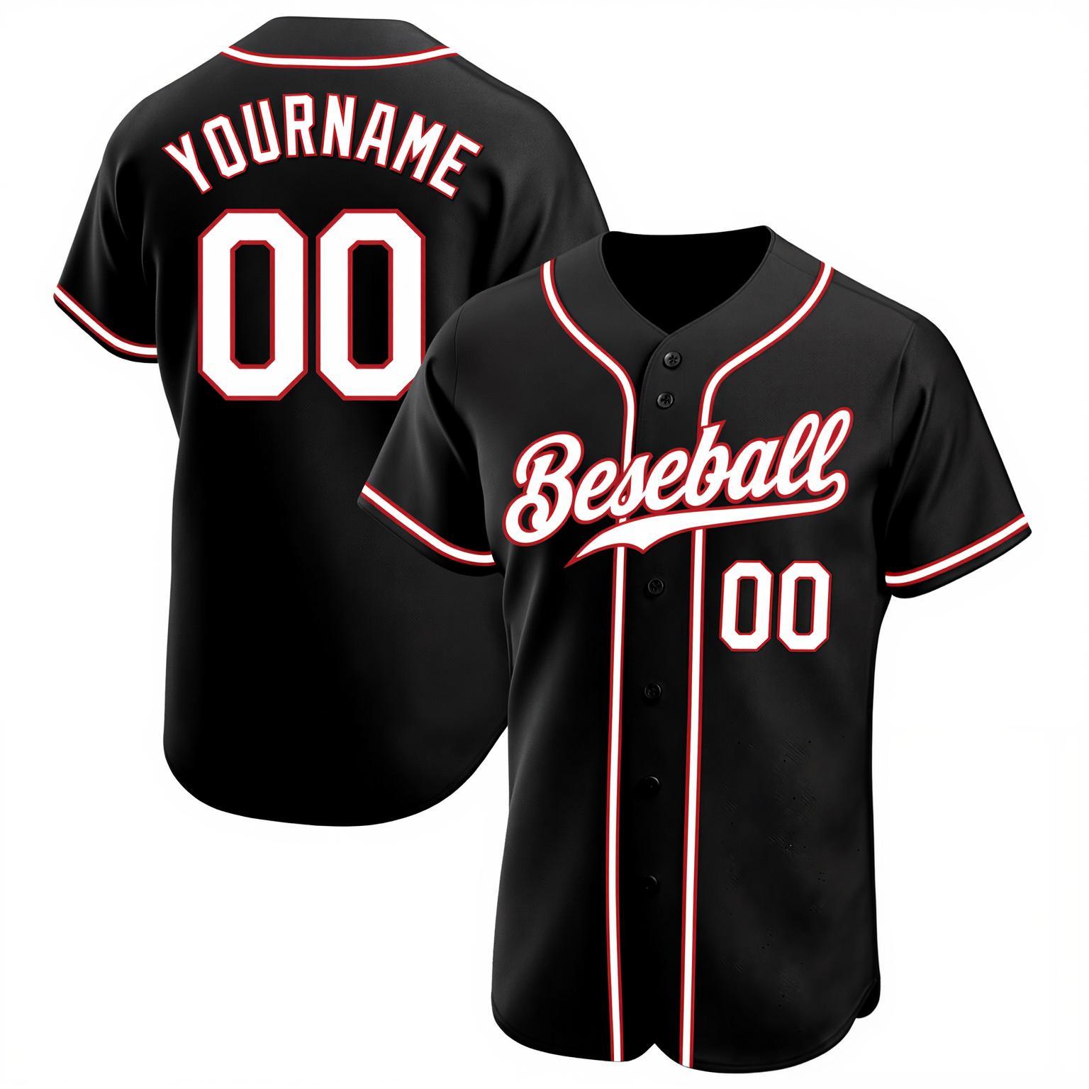 Custom Black & White/Red Baseball Jersey