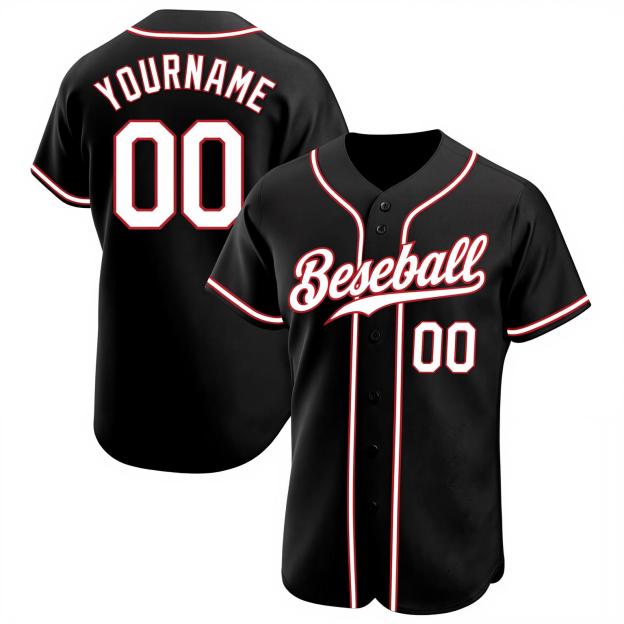 Custom Black & White/Red Baseball Jersey