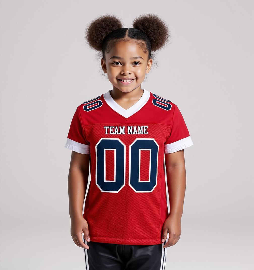 Custom Red & Navy/White Football Jersey