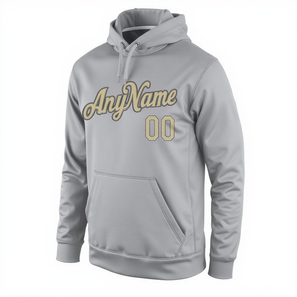 Custom Grey & Gold/Black Pullover Sports Sweatshirt Hoodie