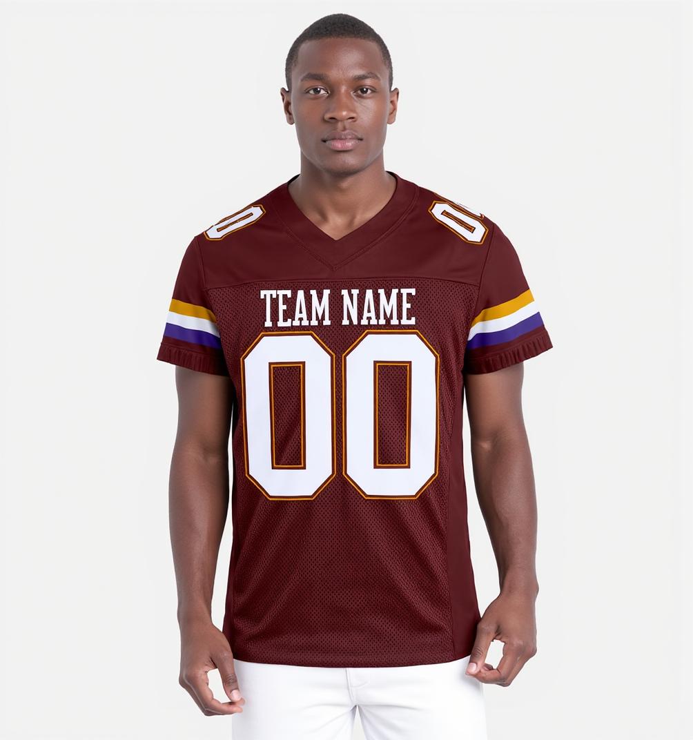 Custom Burgundy & White/Gold Throwback Football Jersey