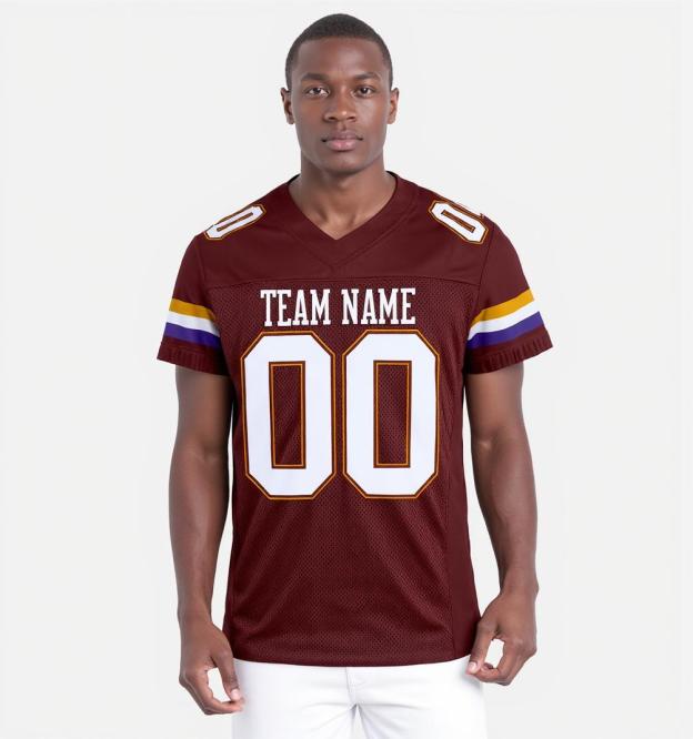 Custom Burgundy & White/Gold Throwback Football Jersey