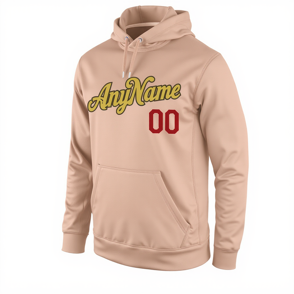 Custom Pink & Gold/Black Pullover Sports Sweatshirt Hoodie