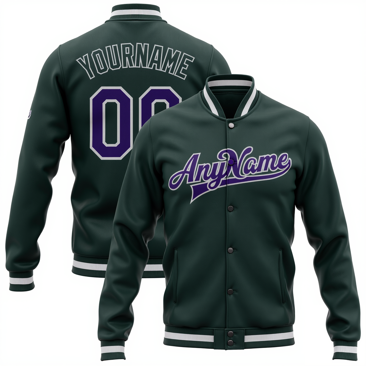 Custom Midnight Green & Royal/Gray Full-Snap Fleece Jacket