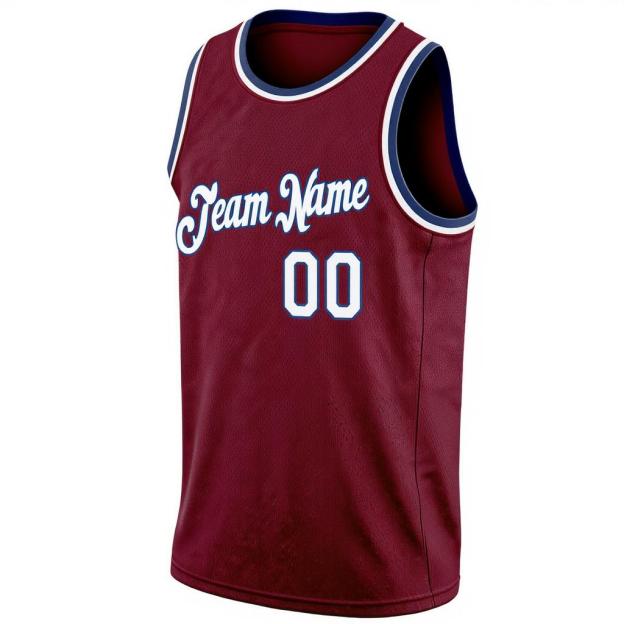 Custom Burgundy & White/Navy Basketball City Edition Jersey