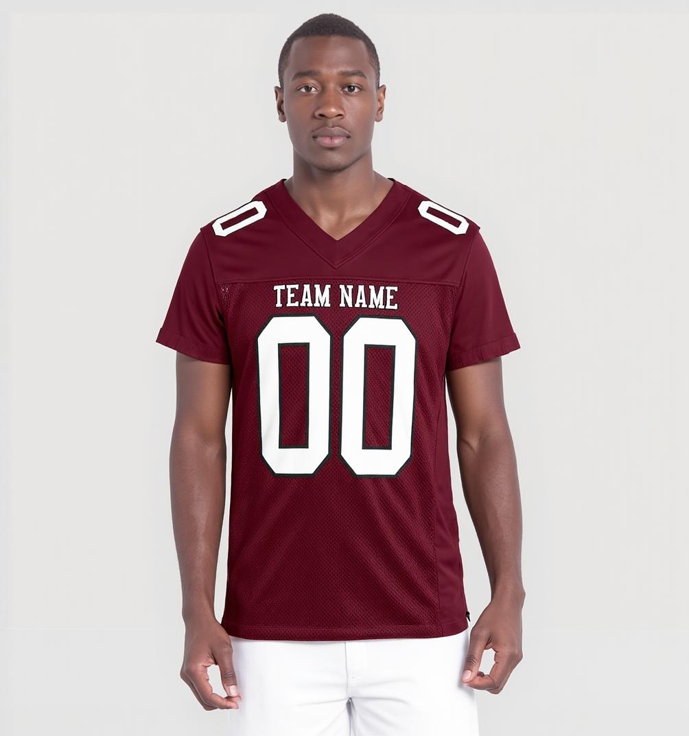 Custom Burgundy & White/Black Football Jersey
