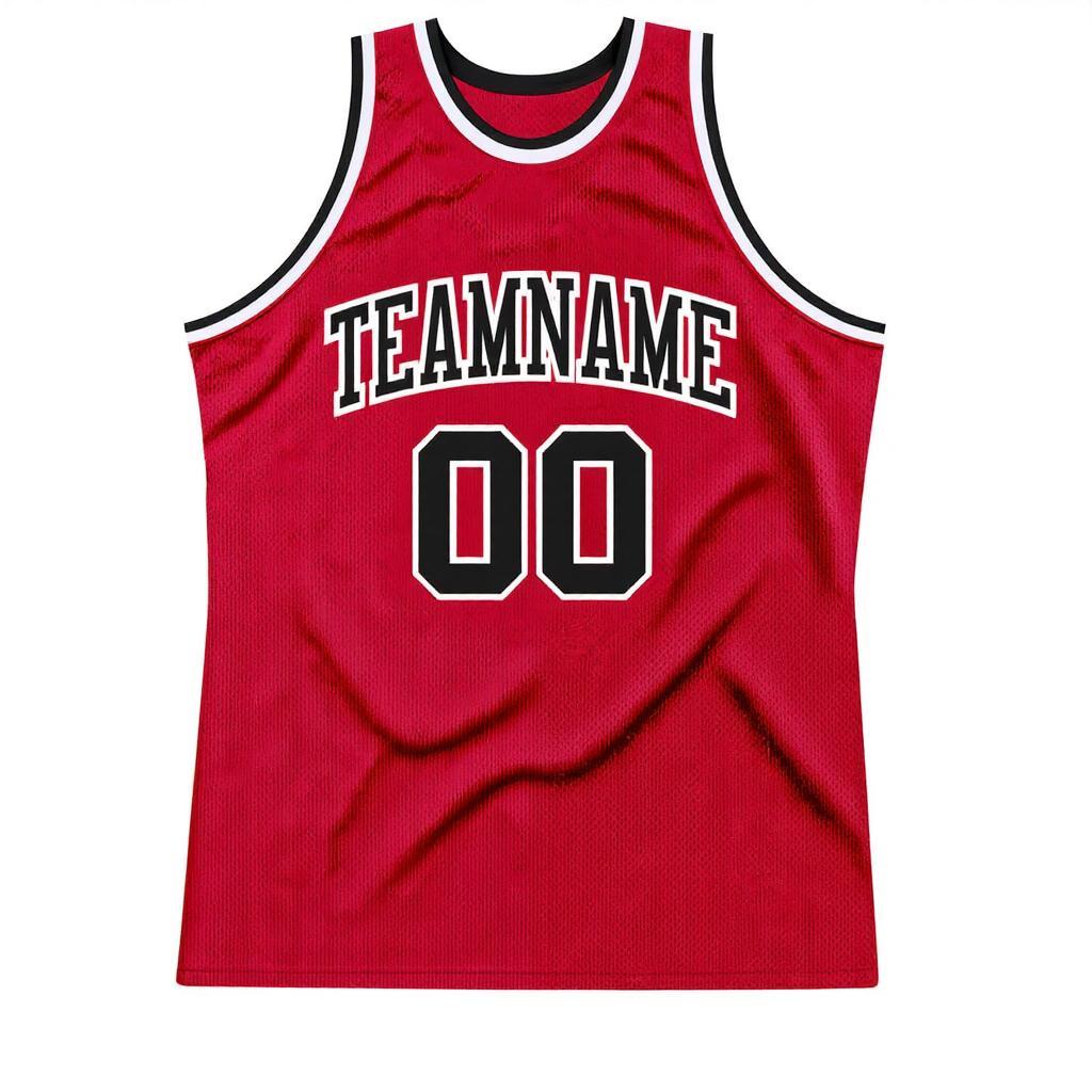 Custom Red & Black/White Basketball Throwback Jersey