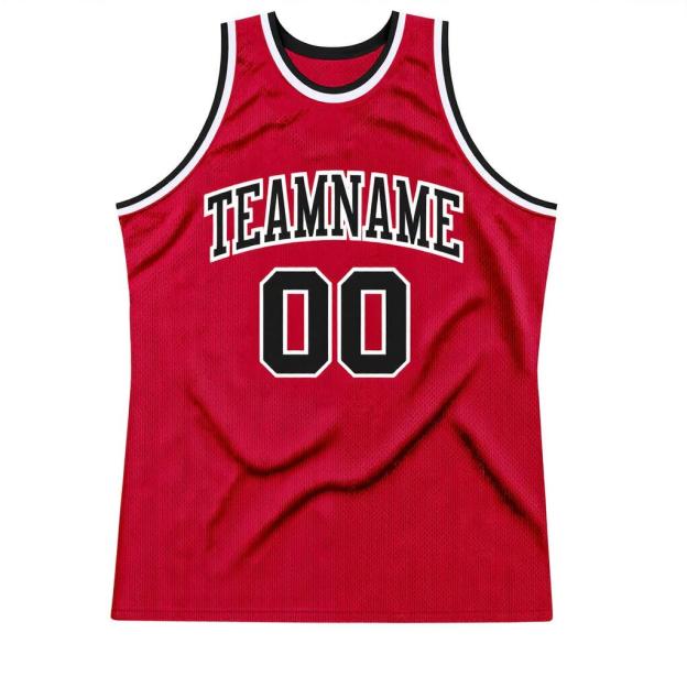 Custom Red & Black/White Basketball Throwback Jersey