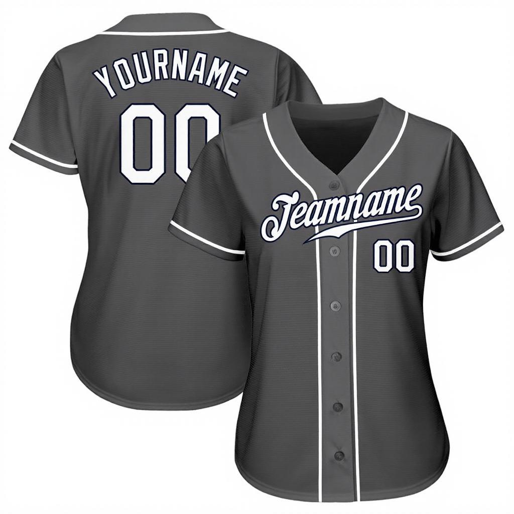Custom Grey & White/Black Baseball Jersey