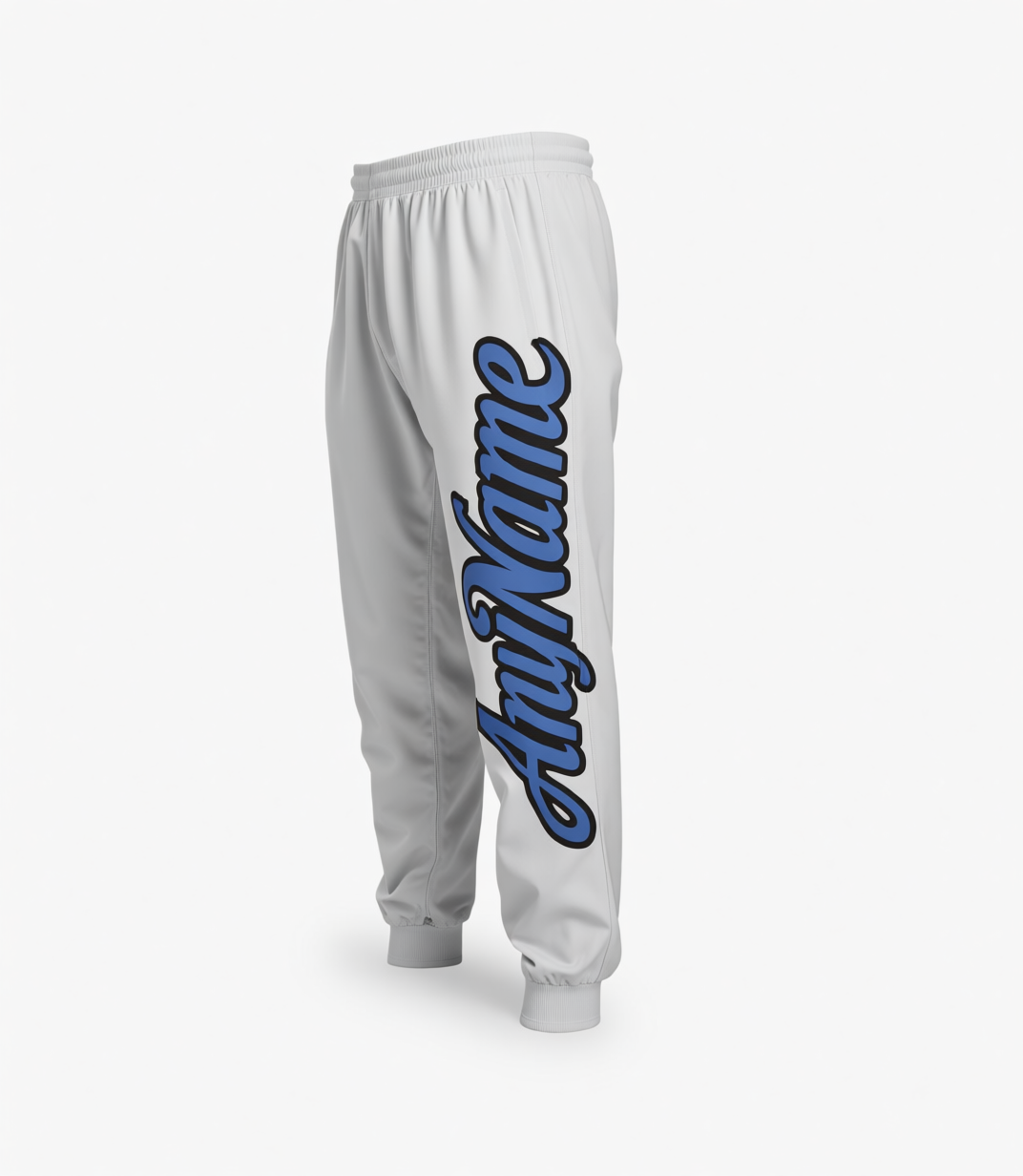 Custom White & Teal/Black Fleece Jogger Sweatpants