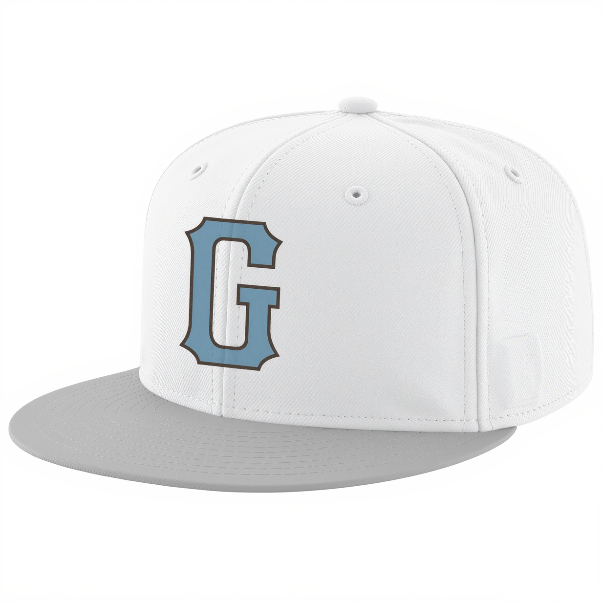 Custom White & Blue/Black Stitched Adjustable Snapback Hat