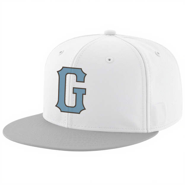 Custom White & Blue/Black Stitched Adjustable Snapback Hat