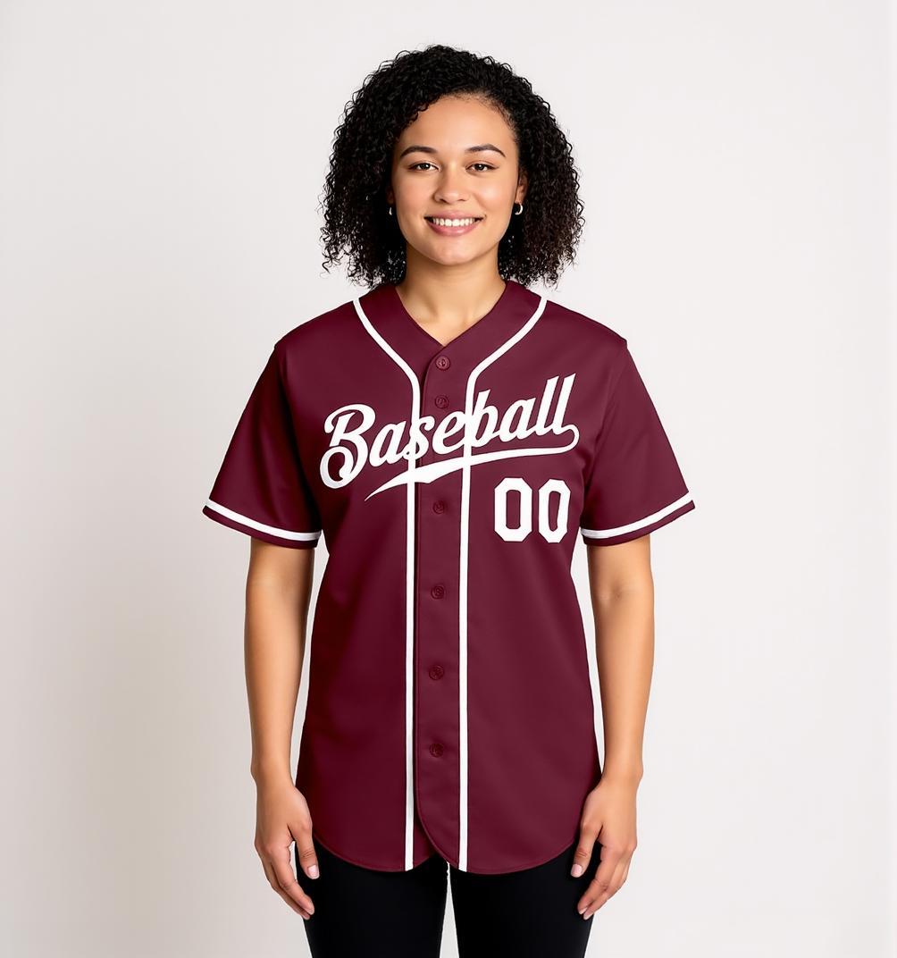 Custom Burgundy & White Baseball Jersey