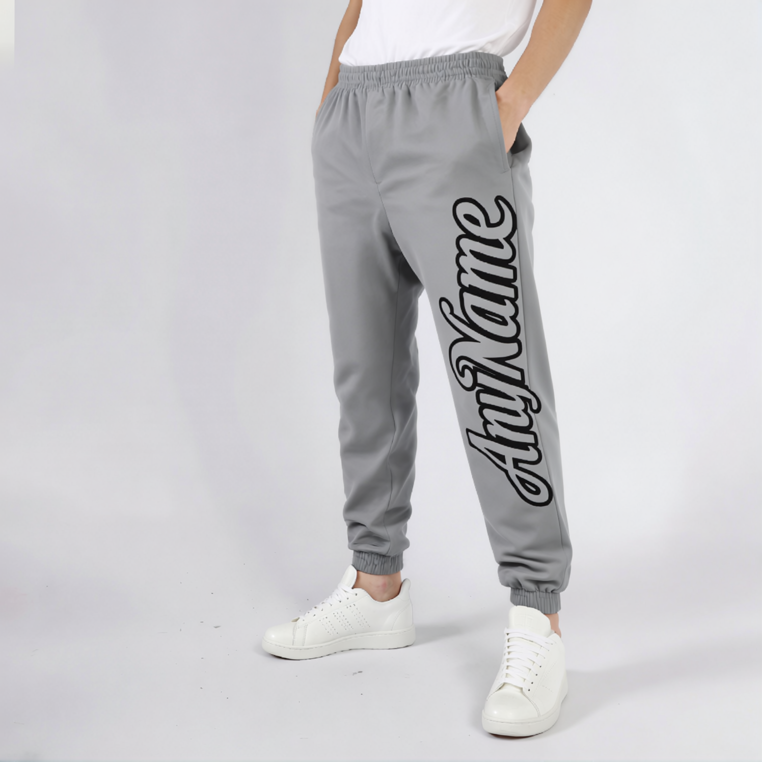 Custom Grey & Black Fleece Jogger Sweatpants