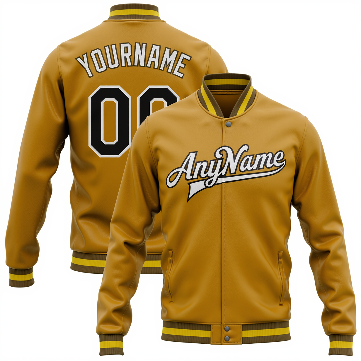 Custom Gold & White/Black Full-Snap Fleece Jacket