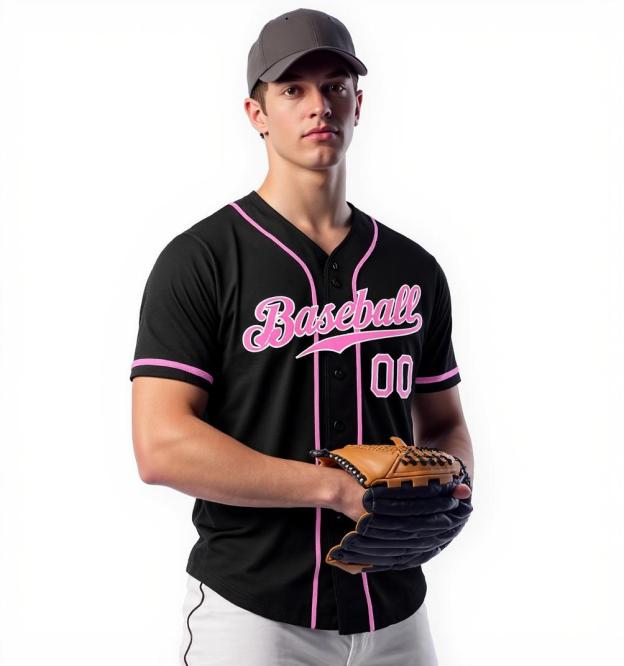 Custom Black & Pink/White Baseball Jersey