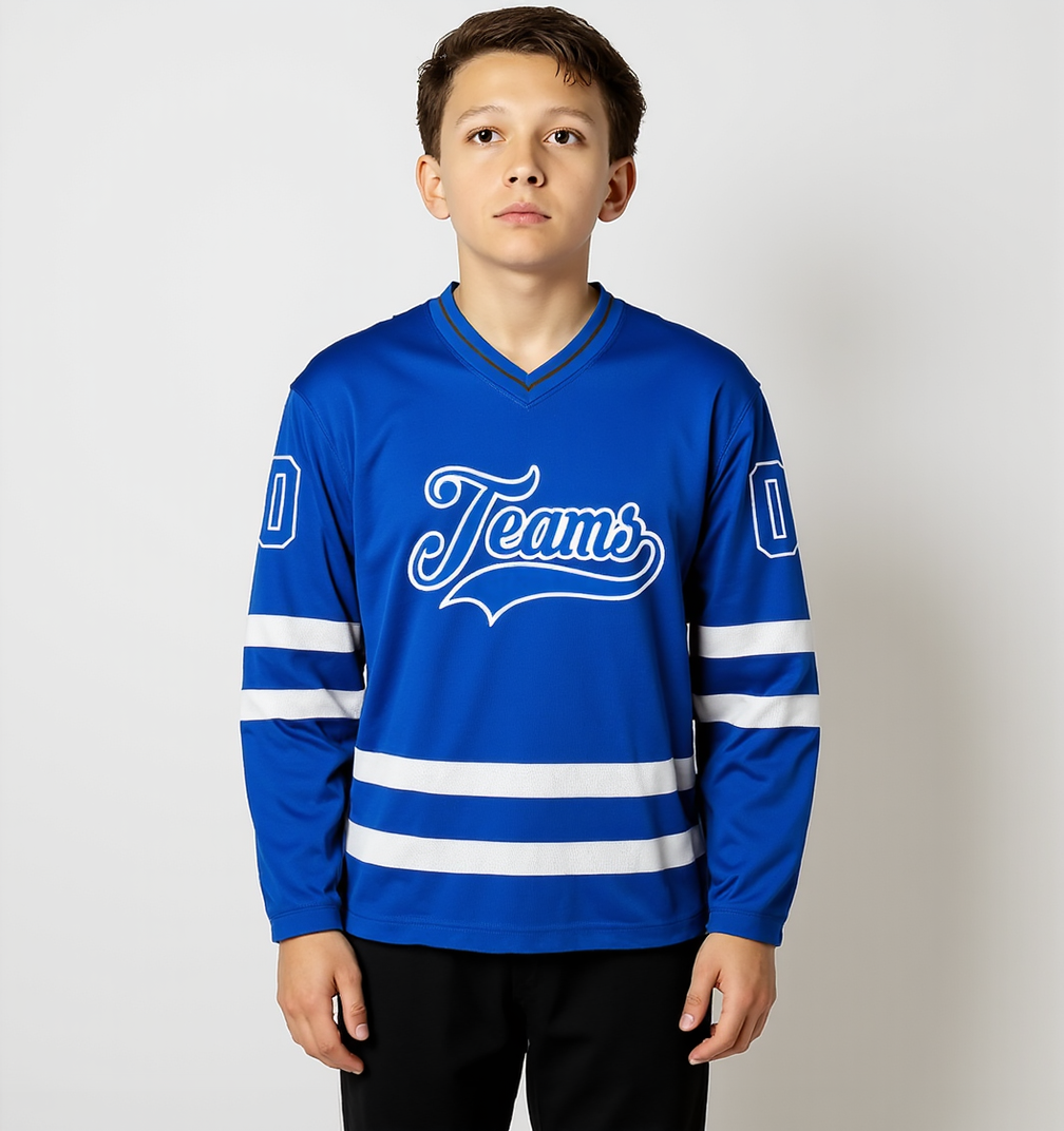 Custom Royal Blue & White Hockey Jersey