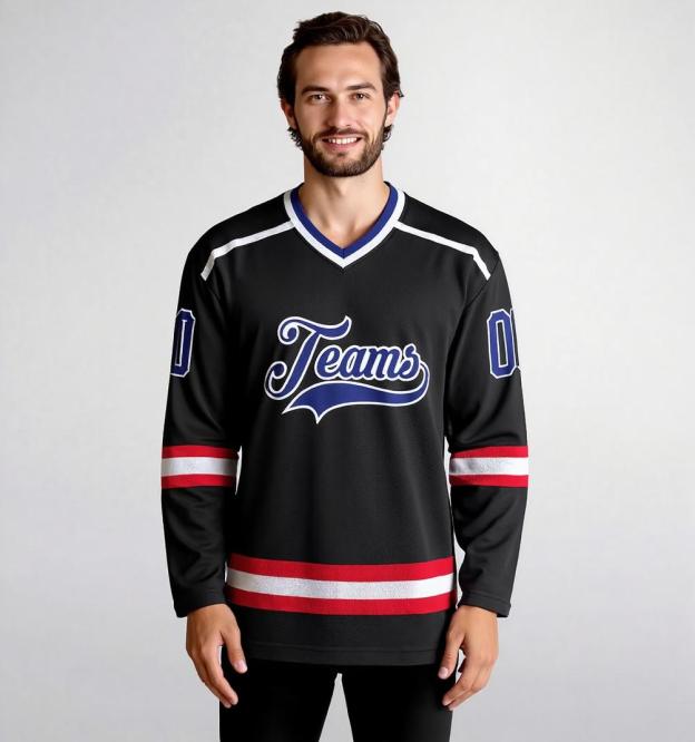 Custom Black & Blue/White Hockey Jersey