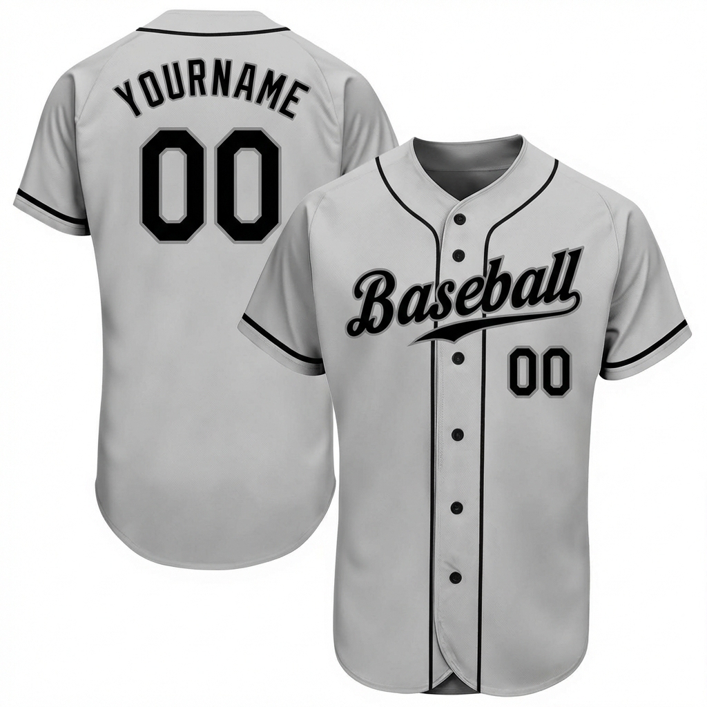Custom Grey & Black Baseball Jersey