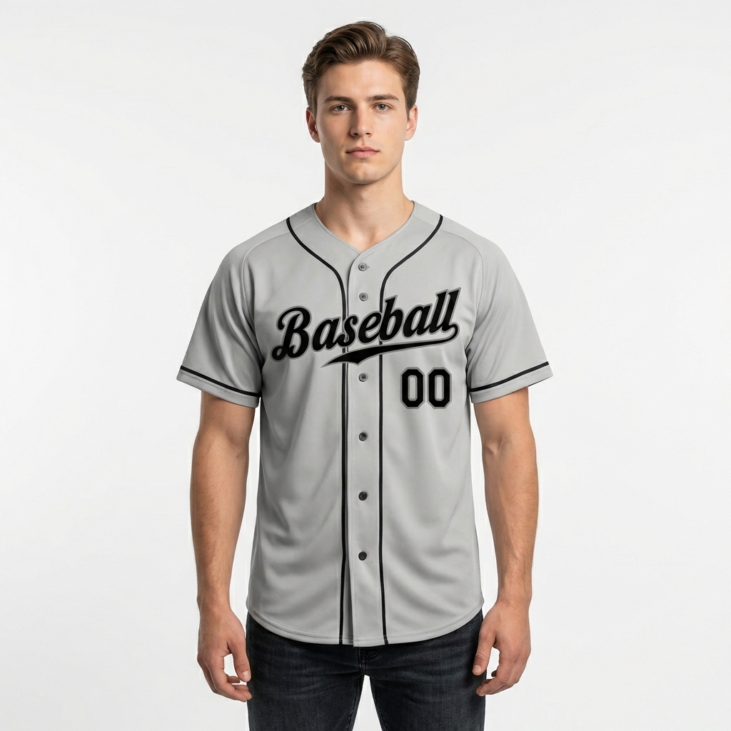 Custom Grey & Black Baseball Jersey