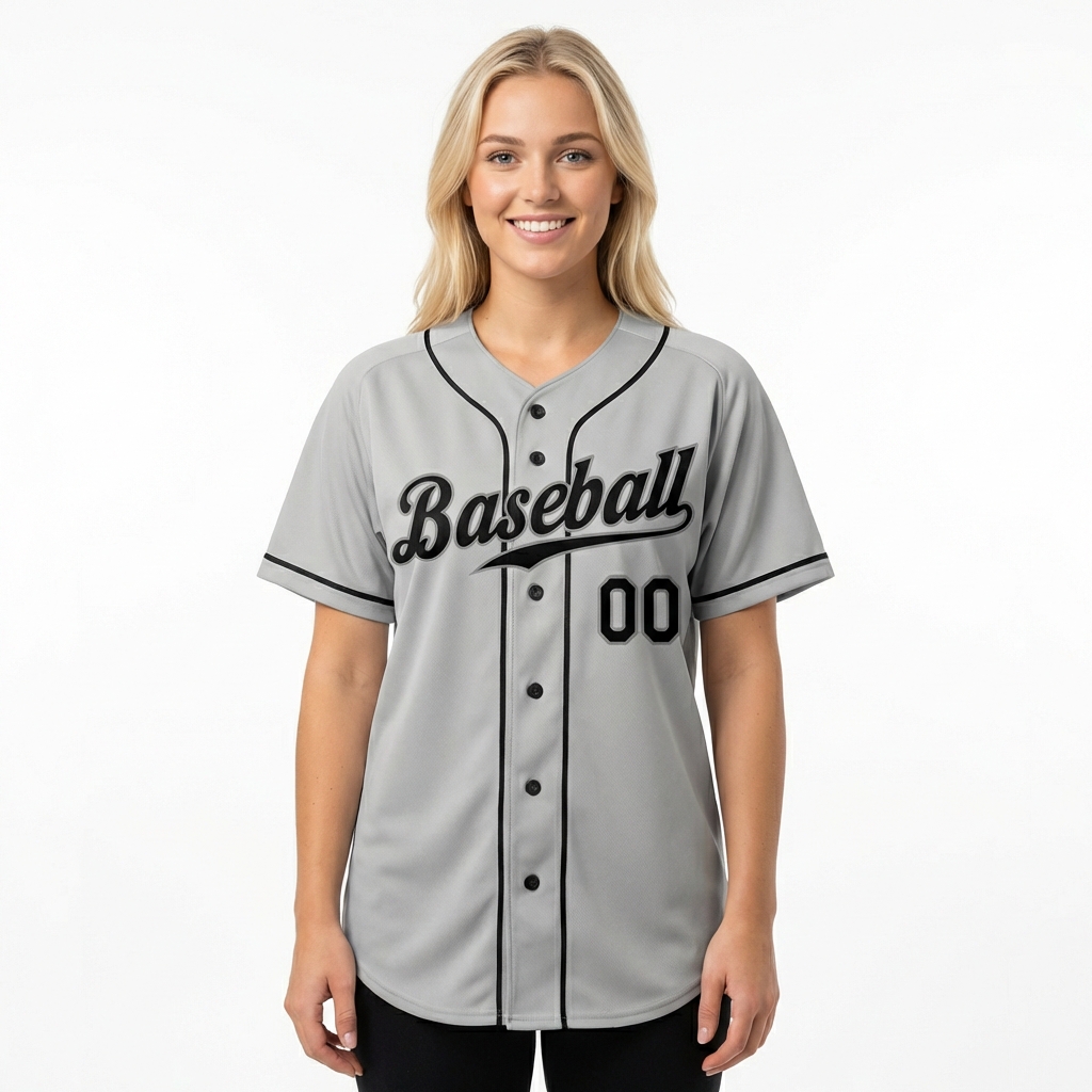 Custom Grey & Black Baseball Jersey