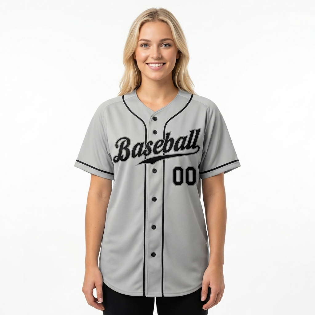 Custom Grey & Black Baseball Jersey