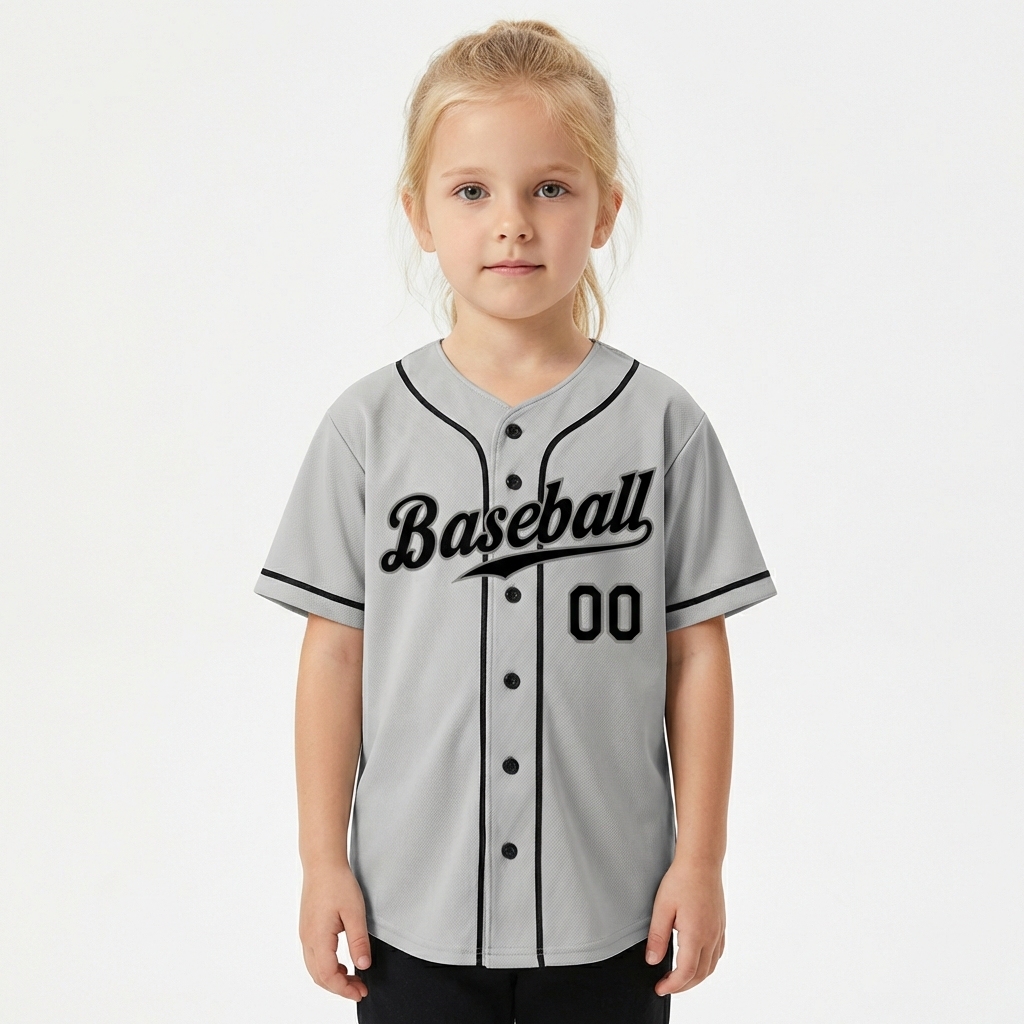 Custom Grey & Black Baseball Jersey