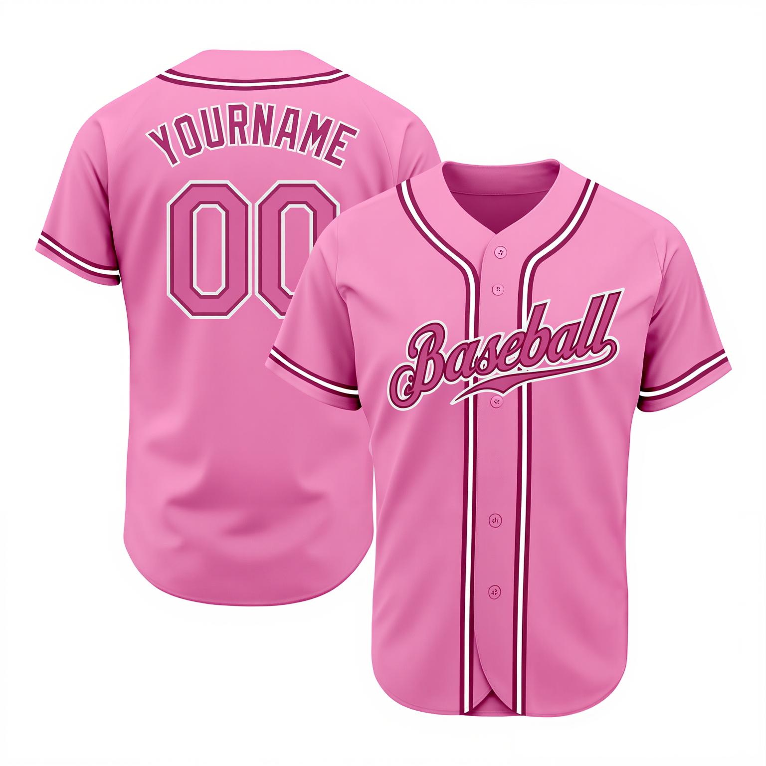 Custom Pink & White Baseball Jersey