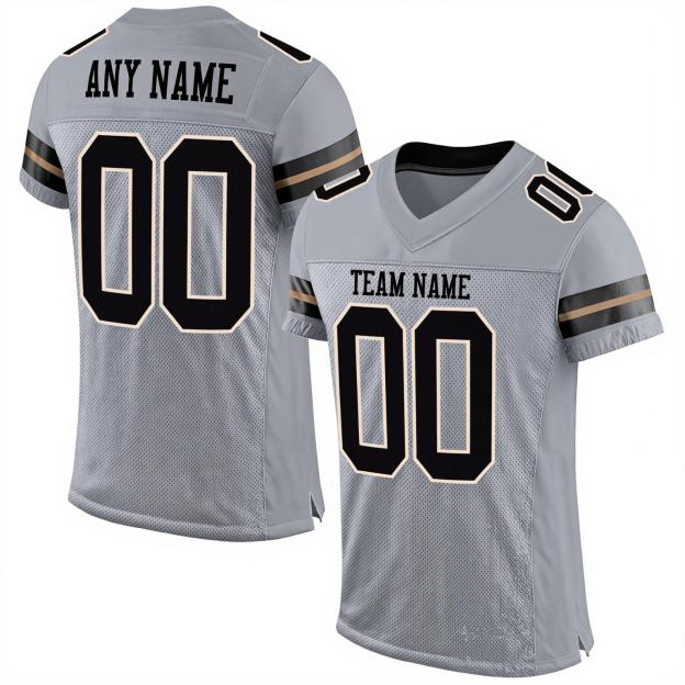 Custom Grey & Black/Cream Football Jersey