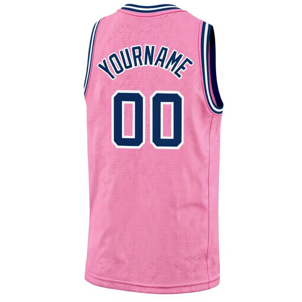 Custom Pink & Navy/White Basketball City Edition Jersey