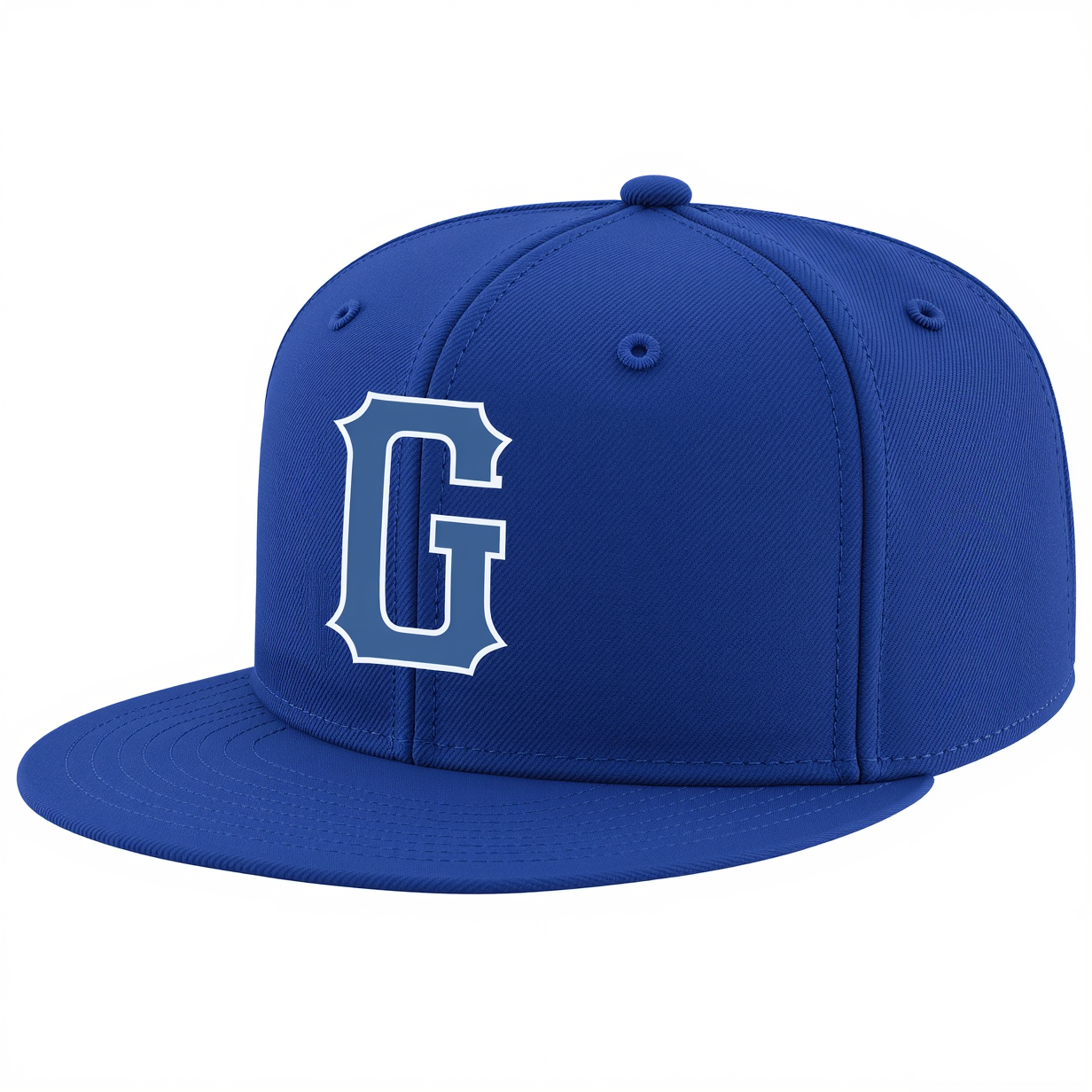 Custom Royal Blue & White Stitched Adjustable Snapback Hat