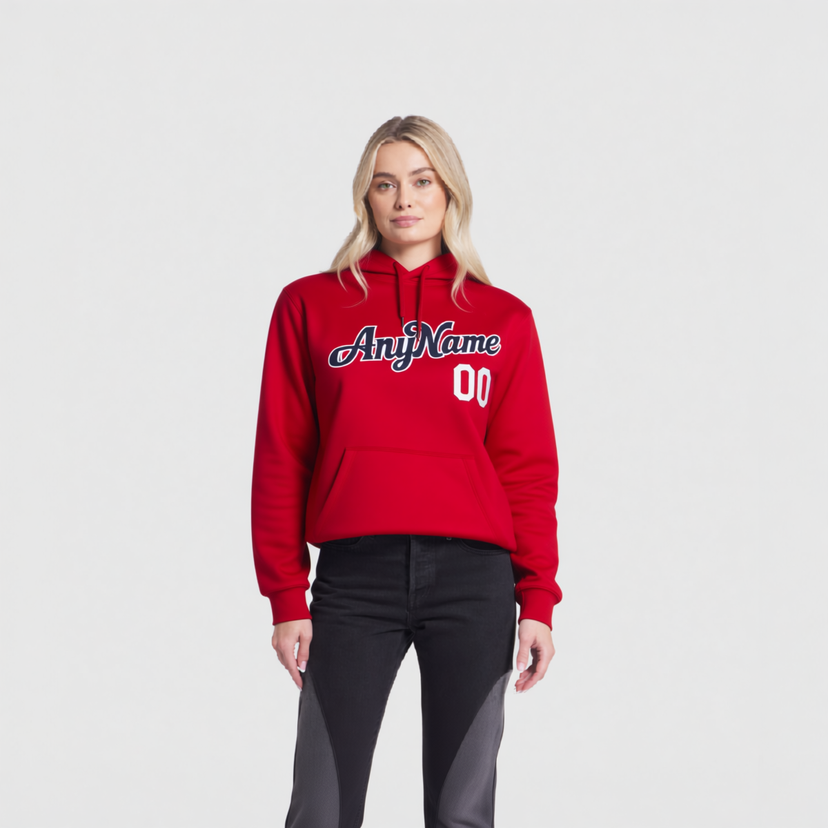 Custom Red & Navy/White Pullover Sports Sweatshirt Hoodie